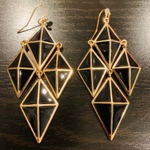 Black and Gold Geometric Earrings